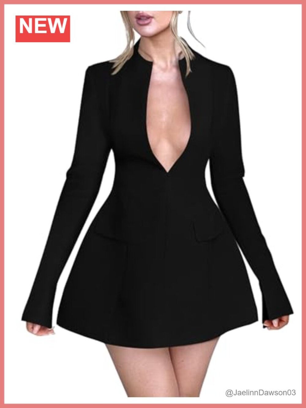 Sexy Long Sleeve Deep V Neck Mini Cocktail Dress A-Line Formal Party